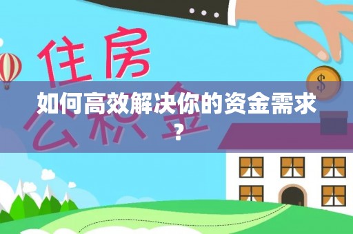 疏附如何高效解决你的资金需求？