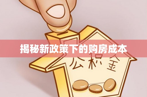 疏附揭秘新政策下的购房成本